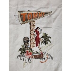 Tommy Bahama Shirt Men M White Silk Short Sleeve Button Up Collared Solid